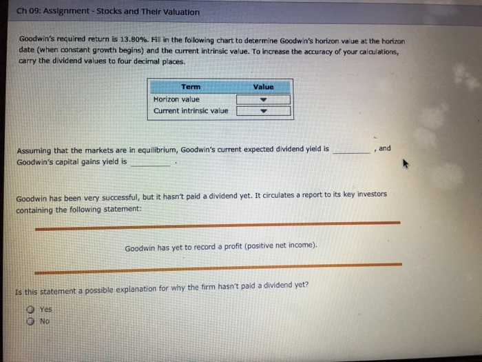 Solved Ch 09: Assignment-Stocks And Thelr Valuation 9. | Chegg.com