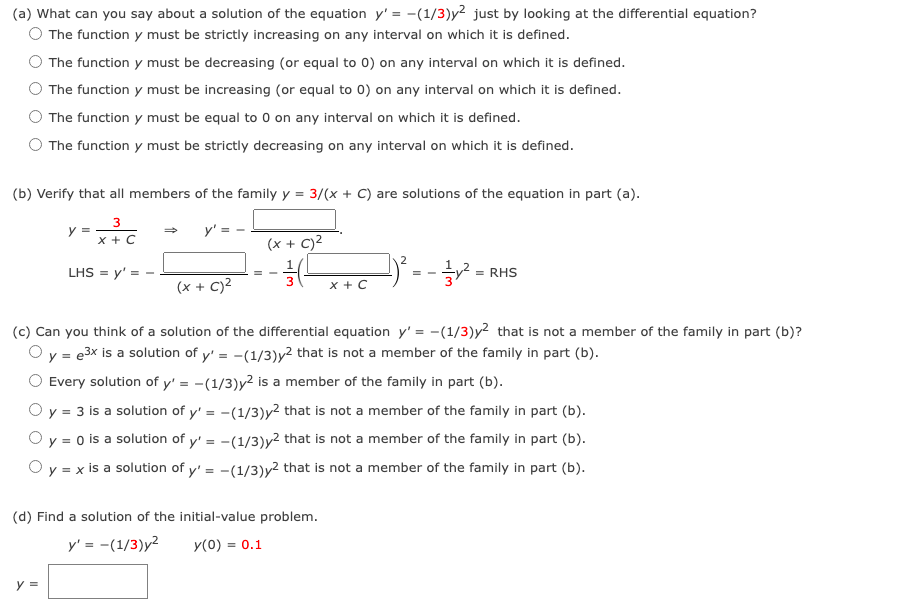 Solved (a) What can you say about a solution of the equation | Chegg.com