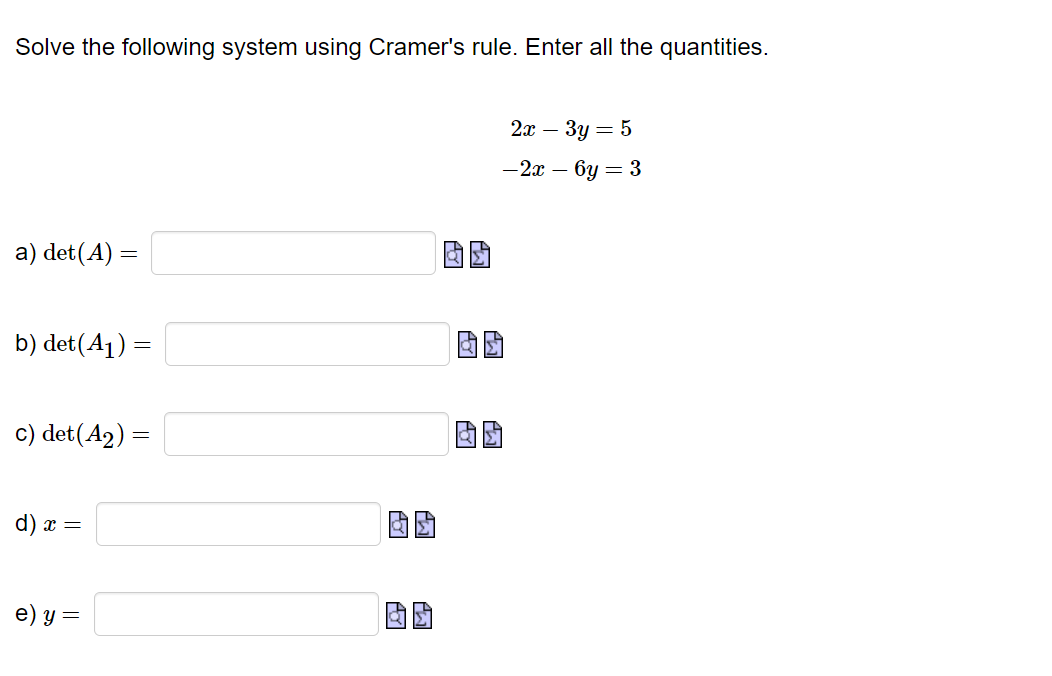 Solved Solve the following system using Cramer's rule. Enter | Chegg.com