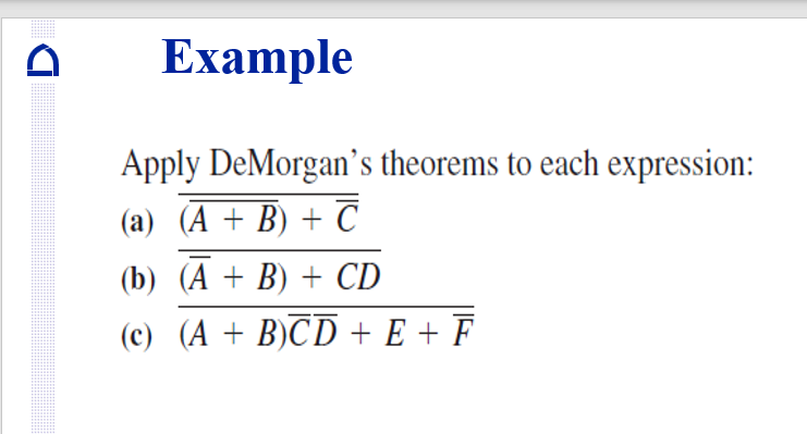 Solved Apply DeMorgan's Theorems To Each Expression: (a) | Chegg.com