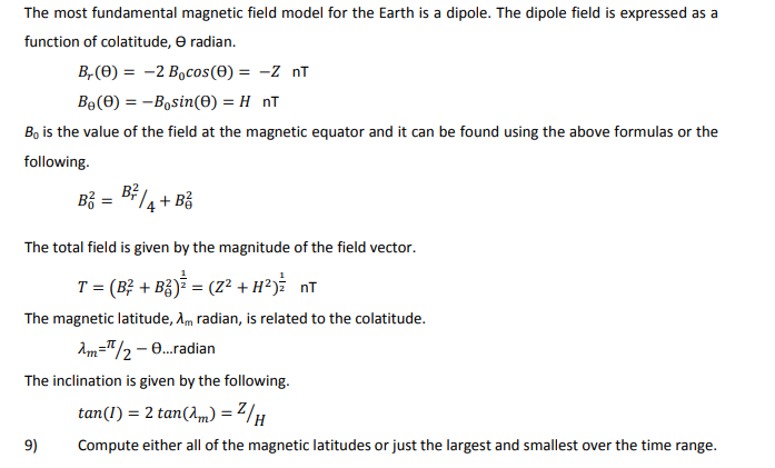 The most fundamental magnetic field model for the | Chegg.com