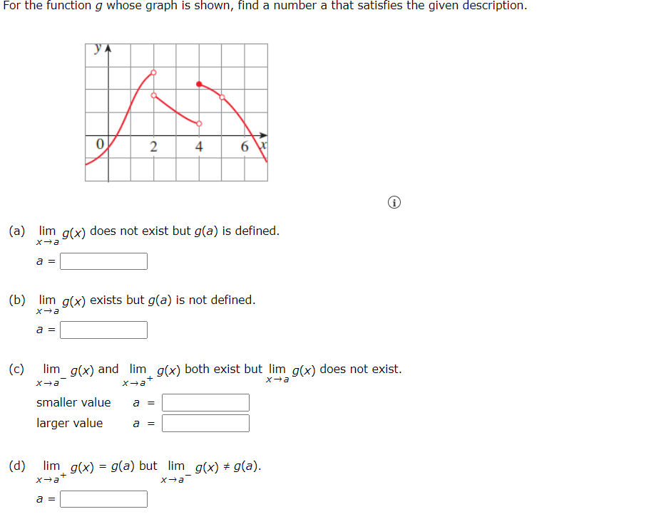 Solved For the function g whose graph is shown, find a | Chegg.com