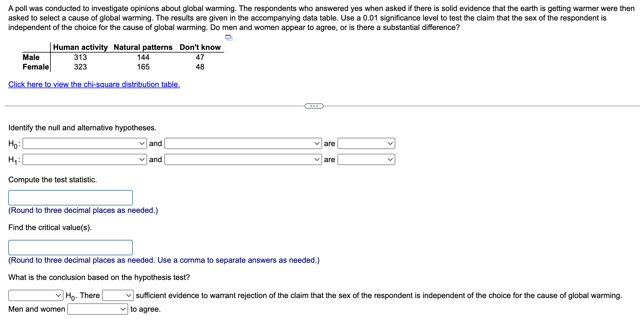 A Poll Was Conducted To Investigate Opinions About Global Warming The