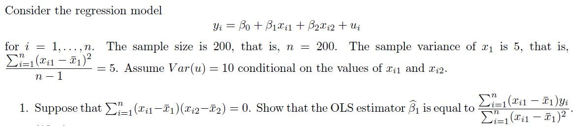 Solved Consider the regression model Yi = Bo + B1Xi1 + B2X12 | Chegg.com