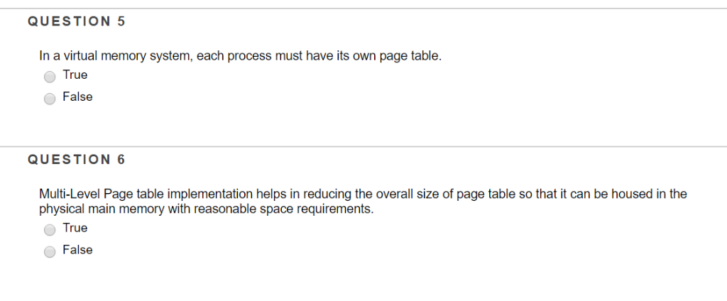 Solved QUESTION 5 In A Virtual Memory System, Each Process | Chegg.com