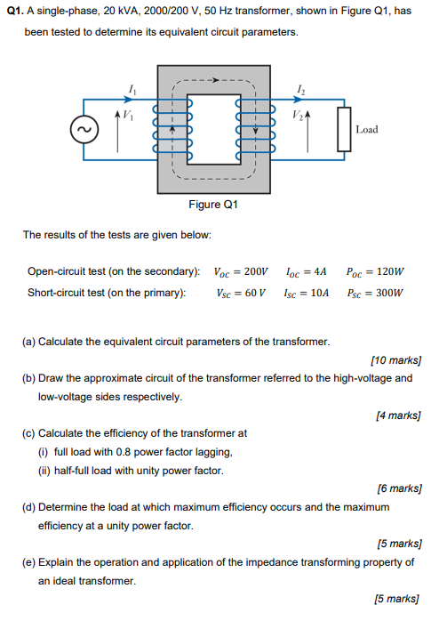 Solved Q A Single Phase Kva V Hz Chegg Com