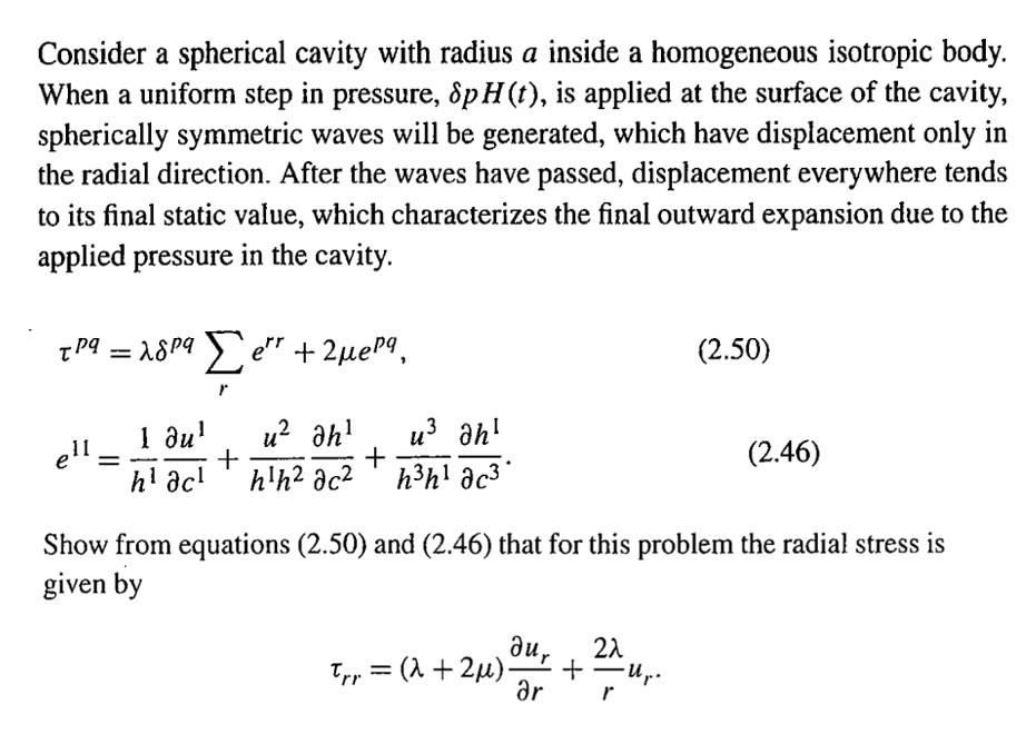 a a Consider a spherical cavity with radius a inside | Chegg.com