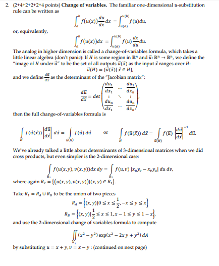 Solved 2 2 4 2 2 2 4 Points Change Of Variables The F Chegg Com