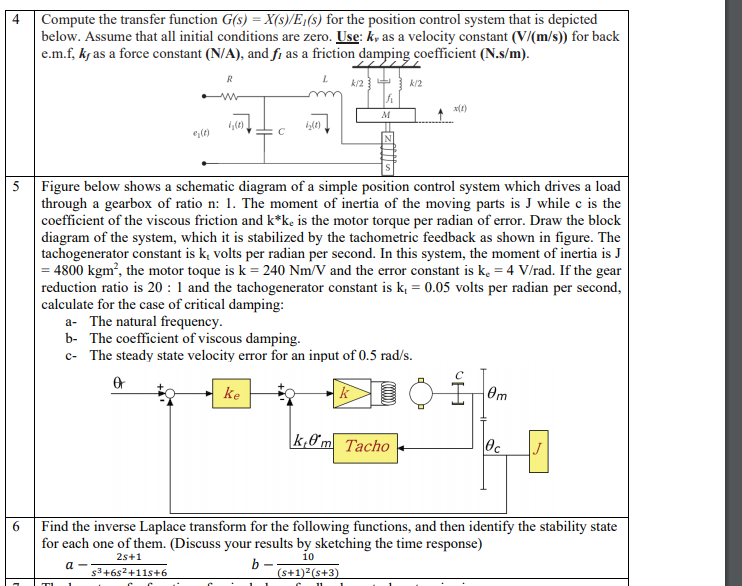 Solved Compute The Transfer Function G S X S E S For Chegg Com