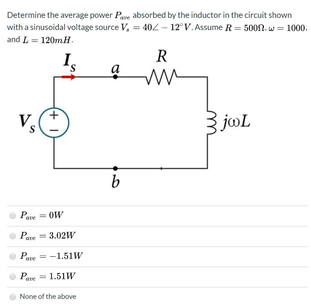 Solved Determine the average power Pave absorbed by the | Chegg.com