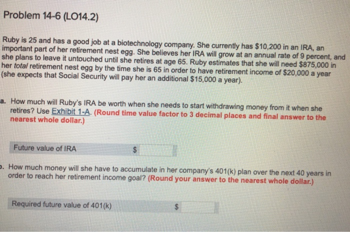 Solved Problem 14-6 (LO14.2) Ruby is 25 and has a good job | Chegg.com