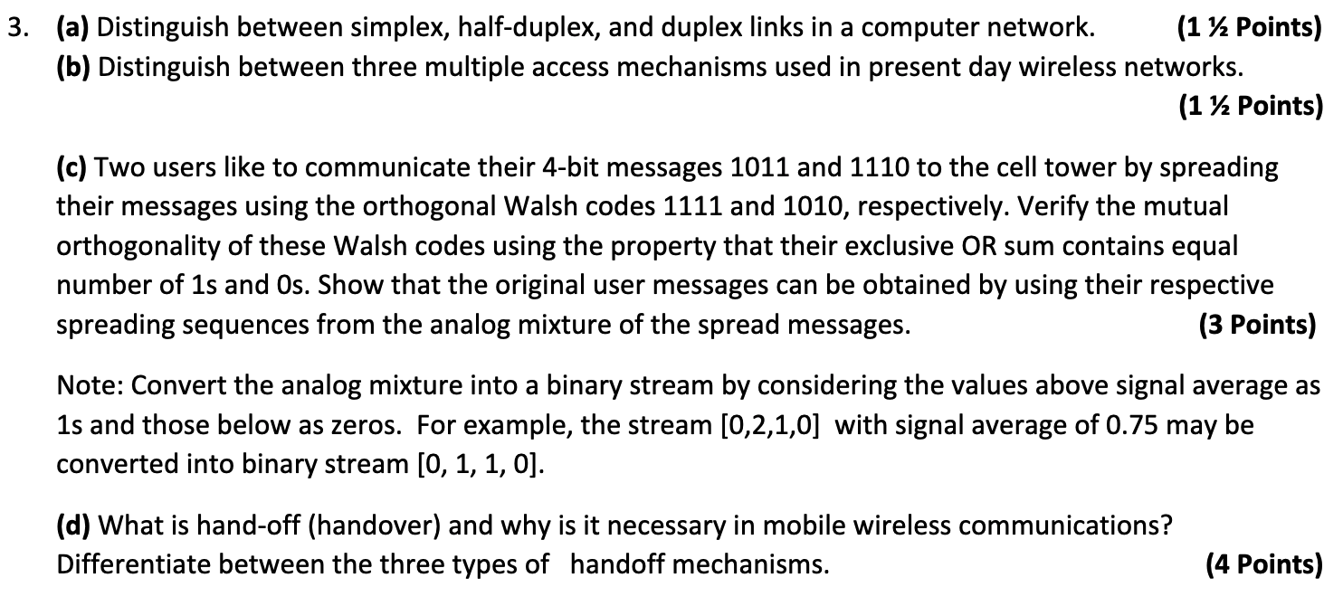 3 A Distinguish Between Simplex Half Duplex A Chegg Com