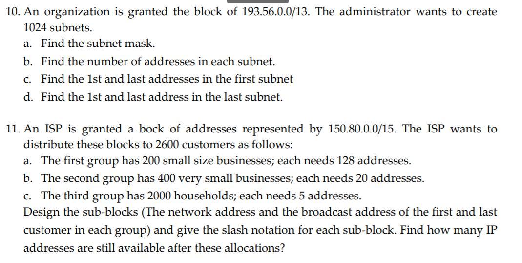 solved-10-an-organization-is-granted-the-block-of-chegg