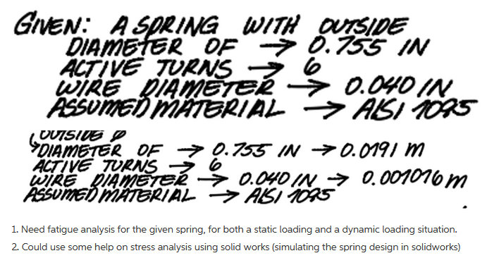 Solved Given: A SPRING WITH OUTSIDE DIAMETER OF 0.755 IN | Chegg.com