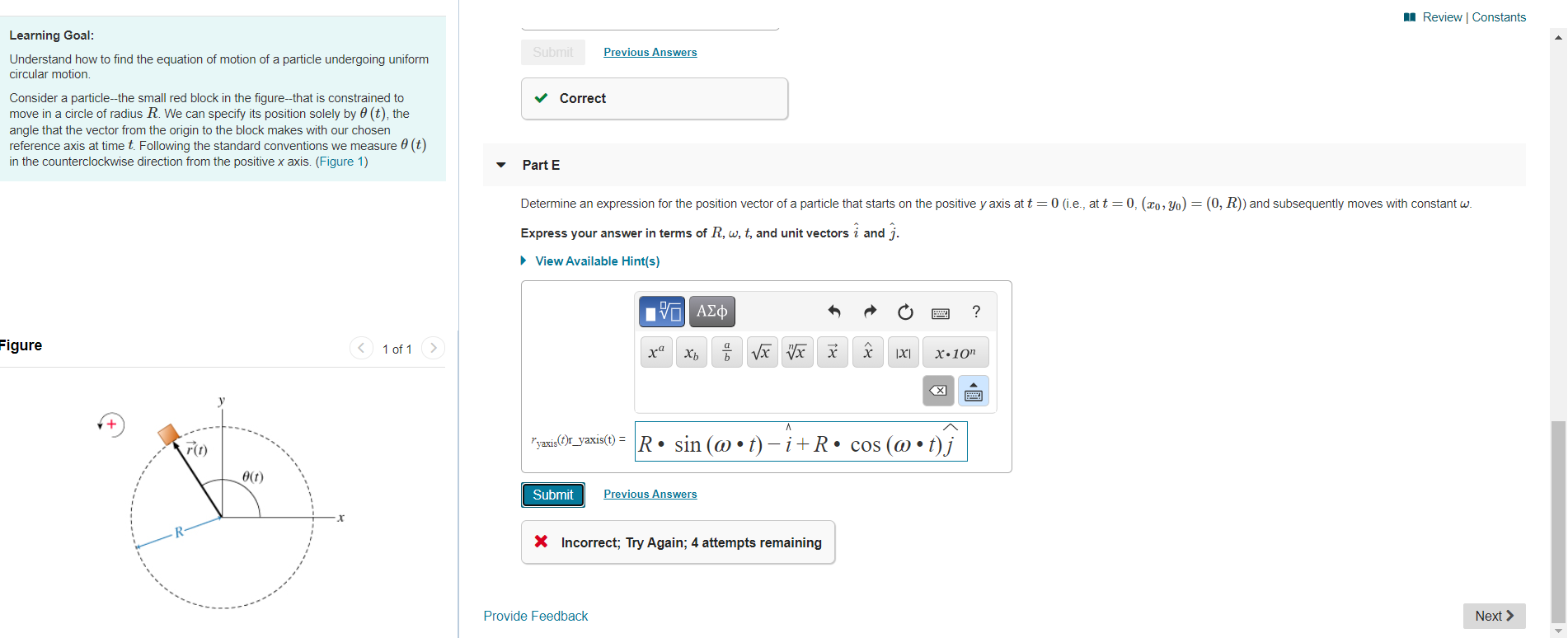 Solved Review Constants Submit Previous Answers Learning | Chegg.com