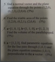 Solved 5. find a normal vector and the plane equation | Chegg.com