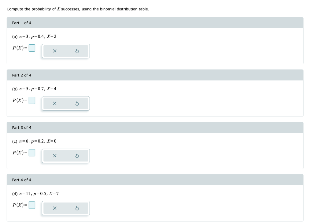 Solved Compute The Probability Of X Successes, Using The | Chegg.com