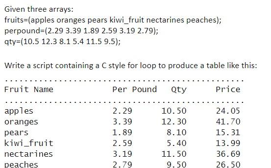 Solved Given three arrays: fruits=(apples oranges pears | Chegg.com