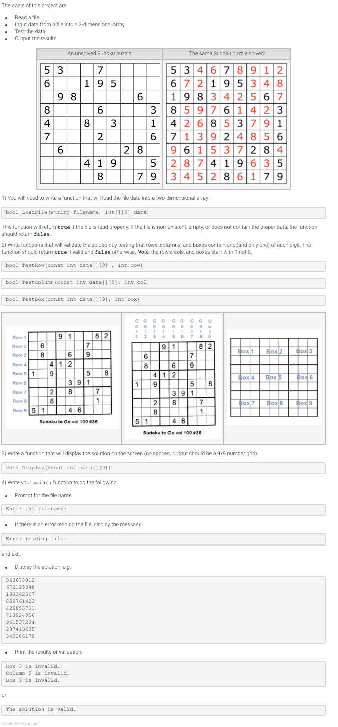 Solved The goals of this project are: Read a file Input data | Chegg.com
