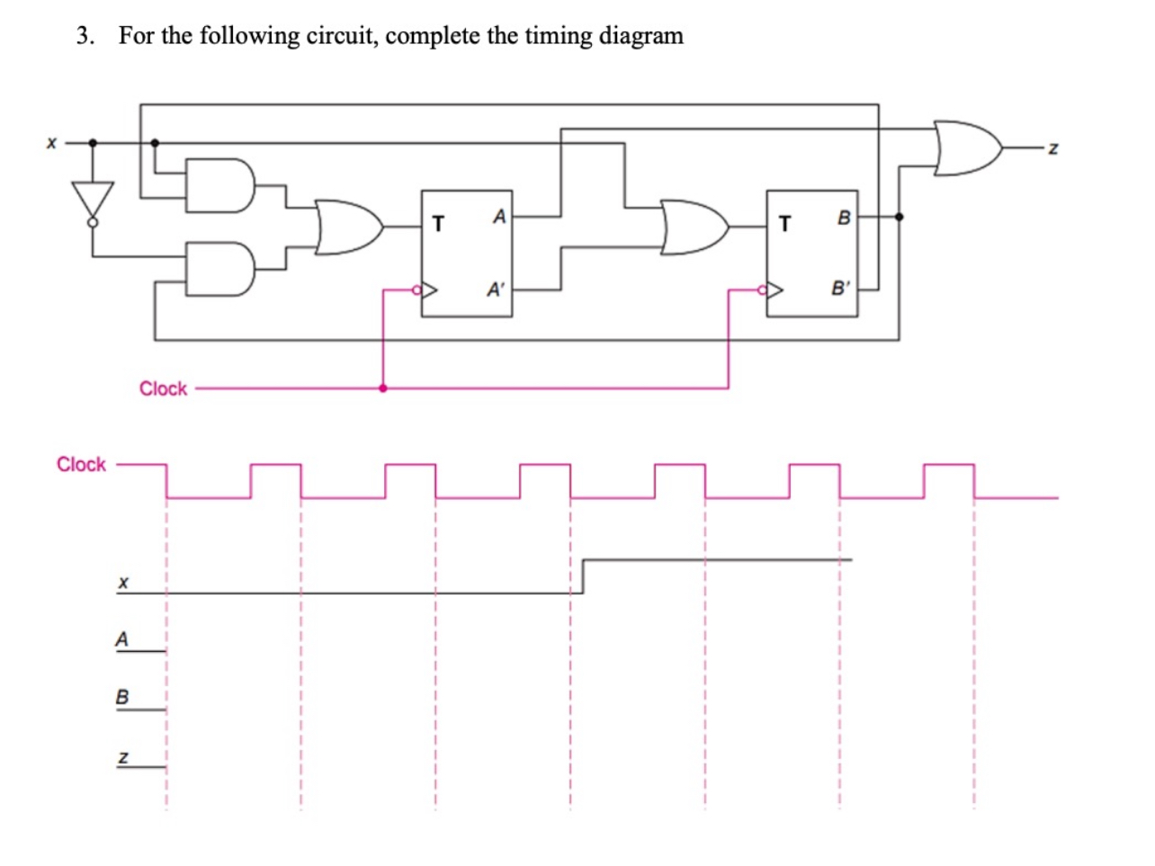 Solved 3. For the following circuit, complete the timing | Chegg.com