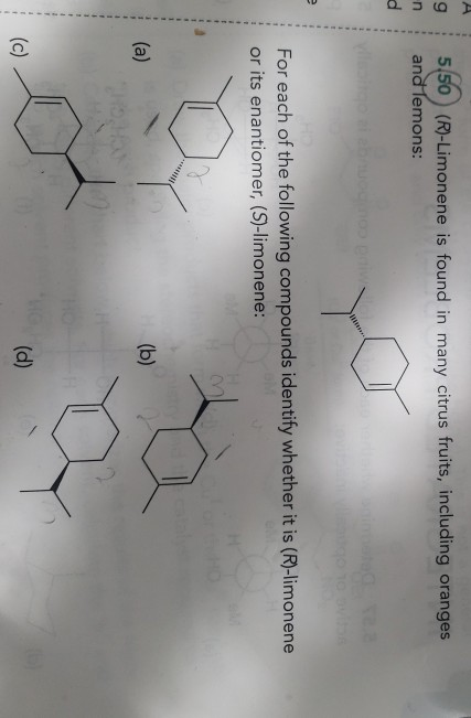 Solved 5.50 (R)-Limonene Is Found In Many Citrus Fruits, | Chegg.com