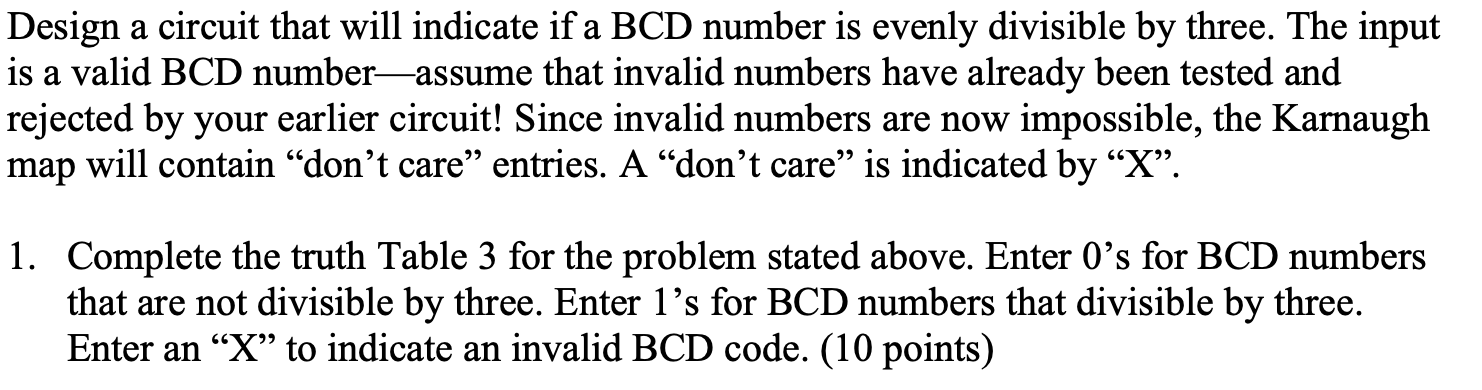 Solved Design a circuit that will indicate if a BCD number | Chegg.com