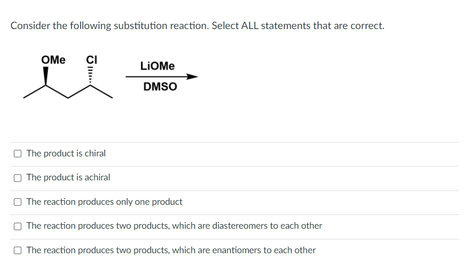 Solved Consider the following substitution reaction. Select | Chegg.com