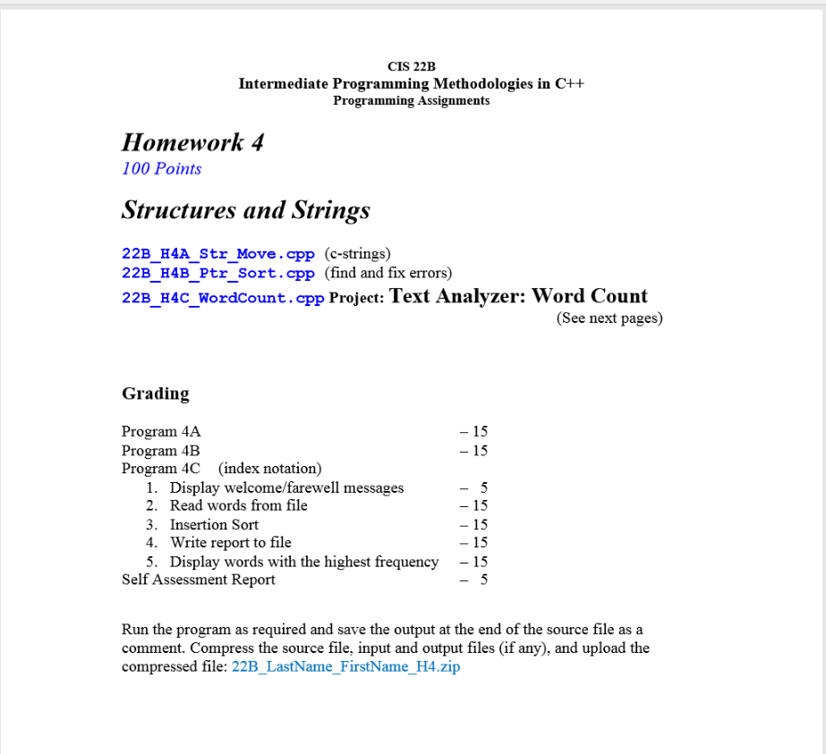 CIS 22B Intermediate Programming Methodologies In C++ | Chegg.com