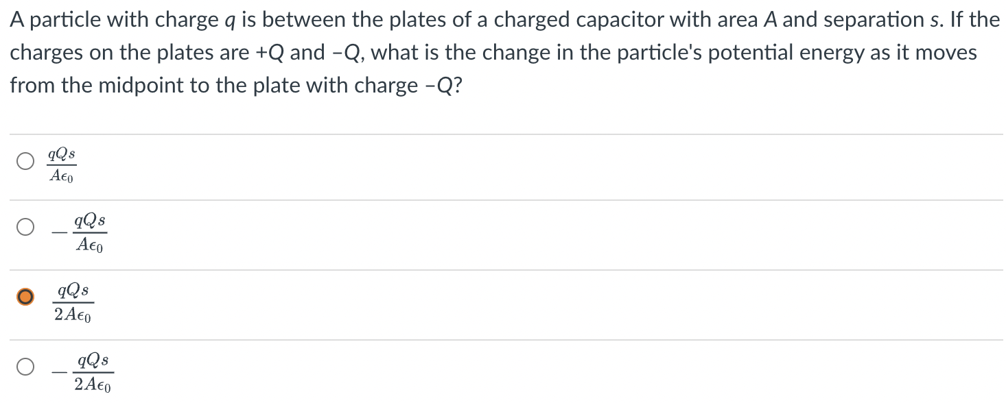 Solved A particle with charge q is between the plates of a | Chegg.com