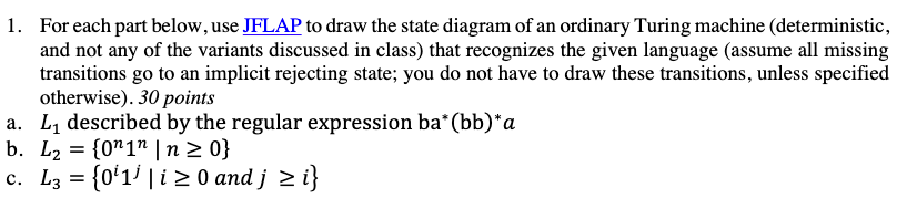 Solved 1 For Each Part Below Use Jflap To Draw The State 5361