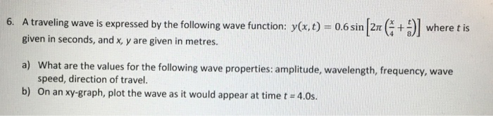 Solved 6. A traveling wave is expressed by the following | Chegg.com