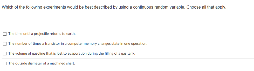 Solved Which of the following experiments would be best | Chegg.com