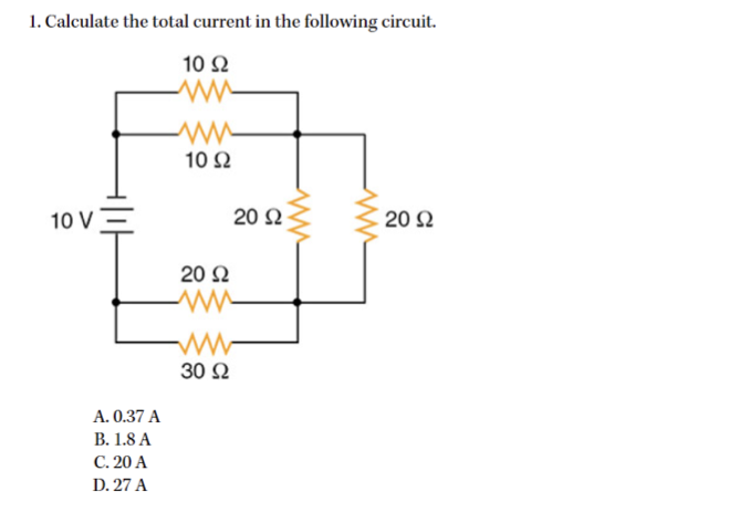 Solved 1. Calculate the total current in the following | Chegg.com