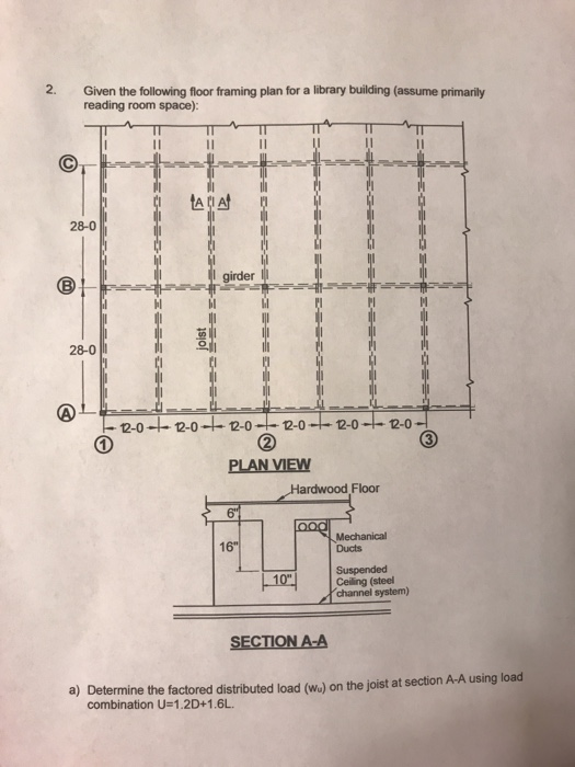Solved 2. Given the following floor framing plan for a | Chegg.com
