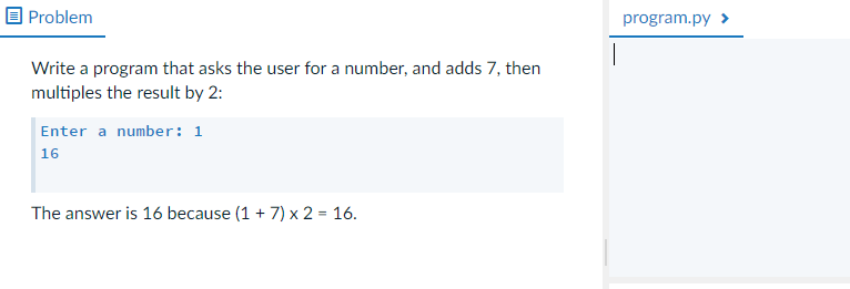 Solved Problem program.py Write a program that asks the user | Chegg.com