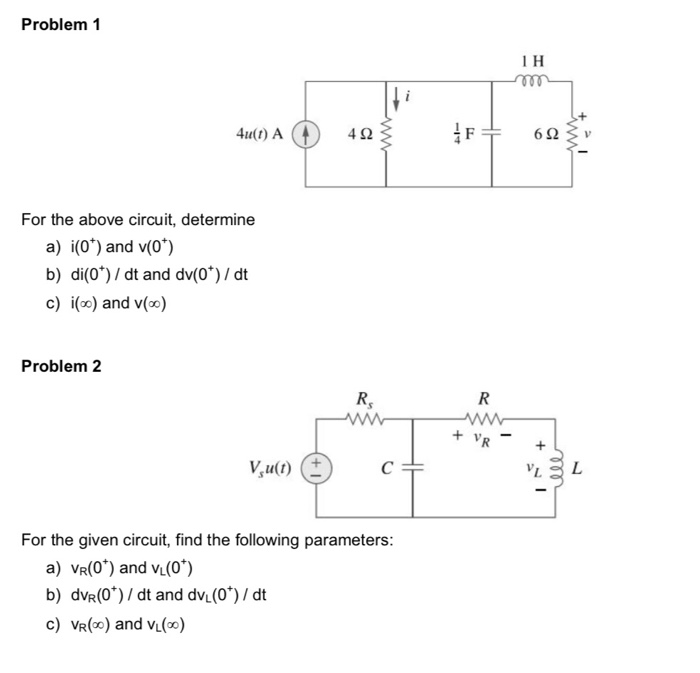 Solved Problem 1 I H 411(1) A (t) 4Ω 492 For the above | Chegg.com