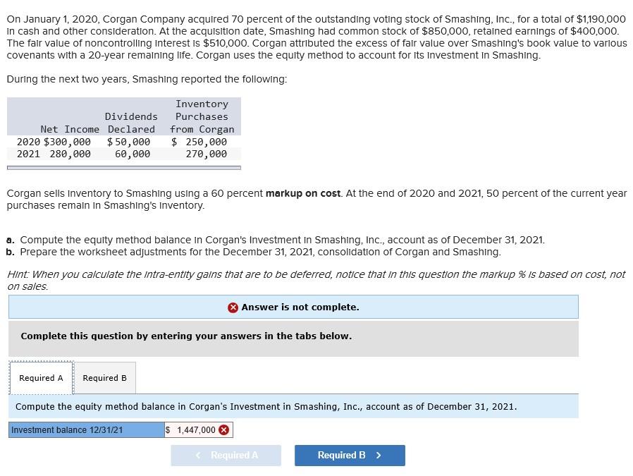 SOLVED ON JANUARY 1 2020 CORGAN COMPANY ACQUIRED 70 visual data 6