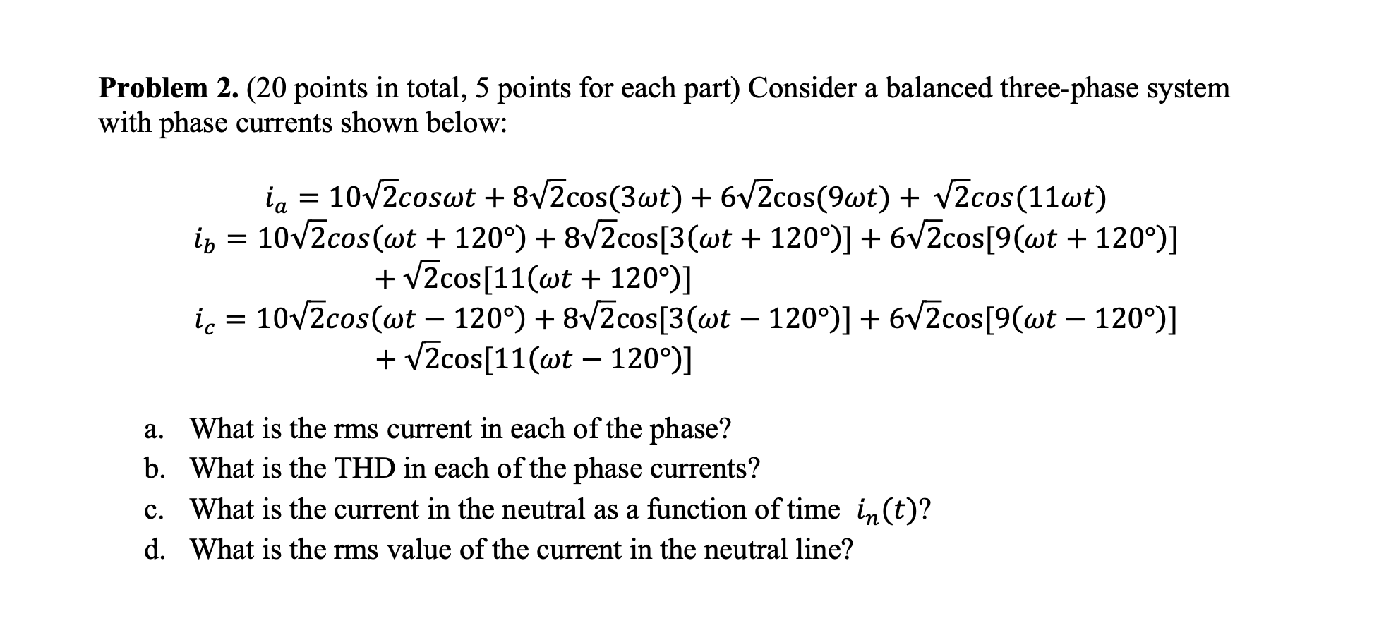 Solved Problem 2. (20 points in total, 5 points for each | Chegg.com