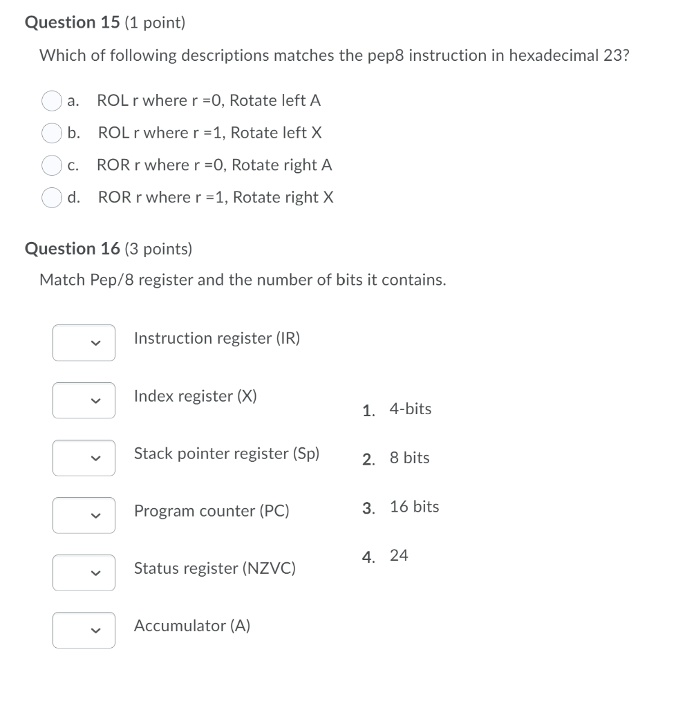 Solved Question 15 (1 point) Which of following descriptions | Chegg.com