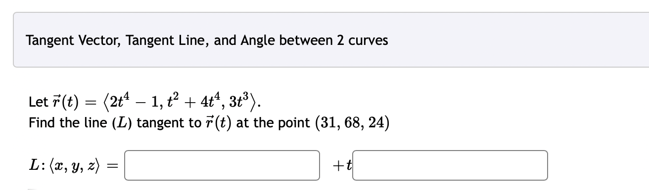 Solved Tangent Vector, Tangent Line, and Angle between 2 | Chegg.com