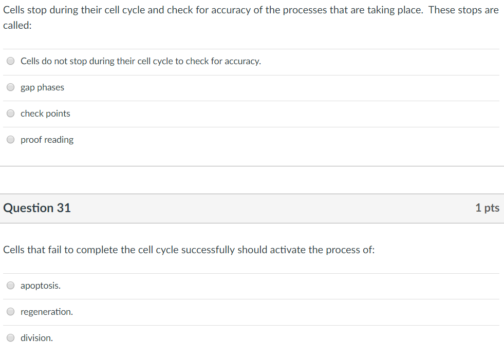 Solved Cells stop during their cell cycle and check for | Chegg.com