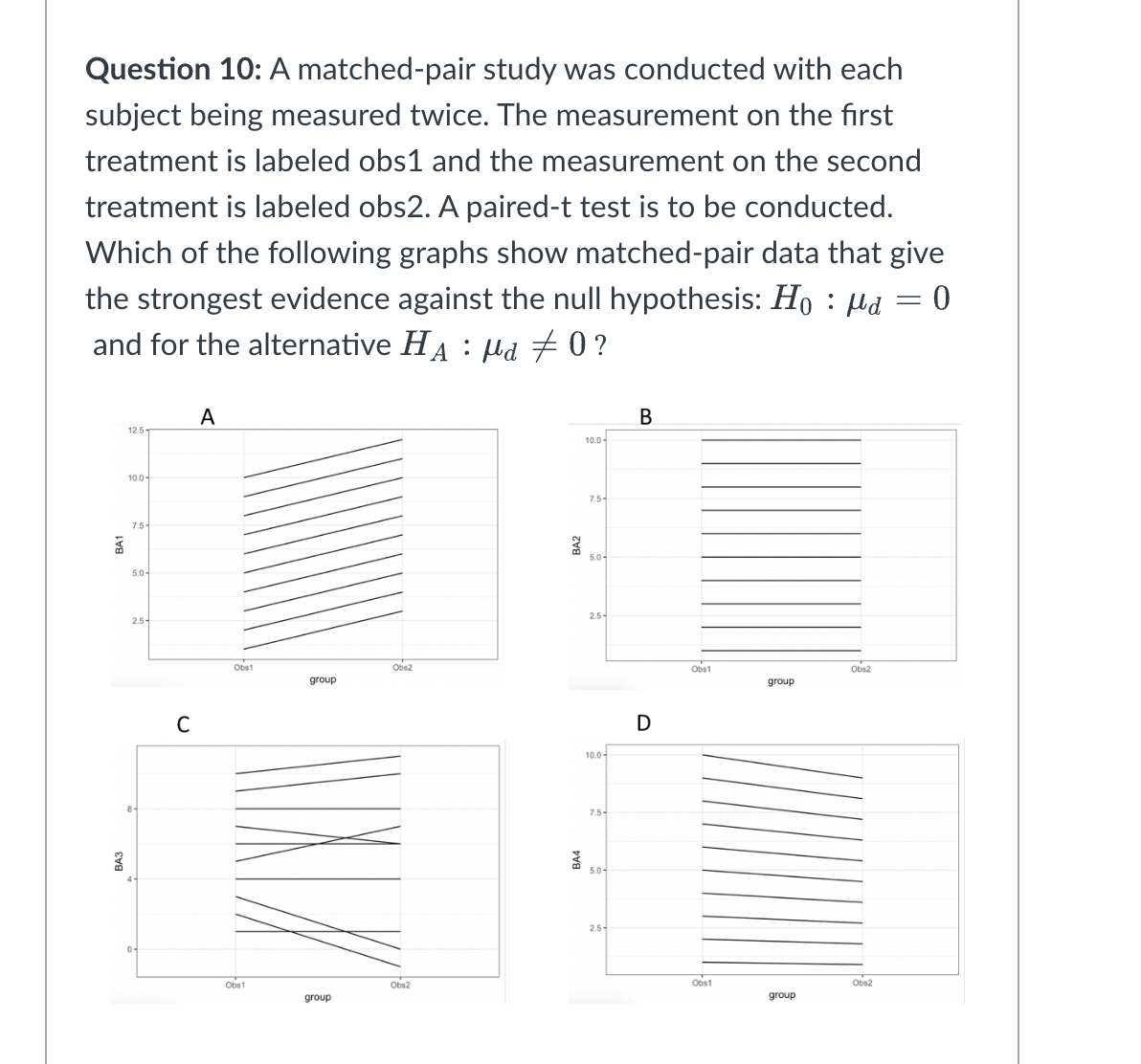 Solved Question 10: A matched-pair study was conducted with | Chegg.com
