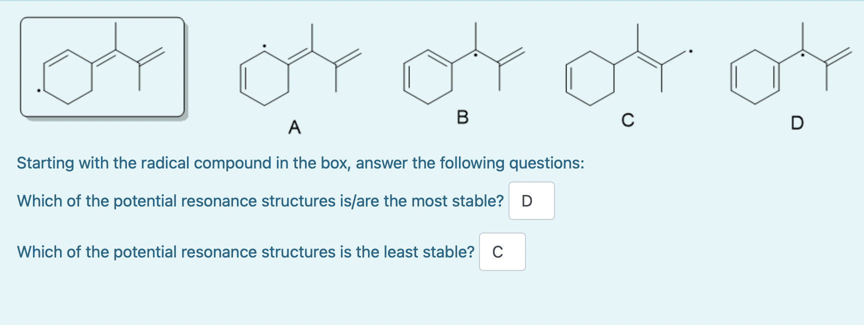 Solved Starting With The Radical Compound In The Box, Answer | Chegg.com