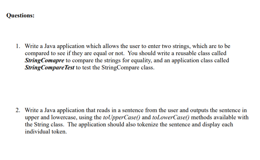Solved Questions: 1. Write a Java application which allows | Chegg.com