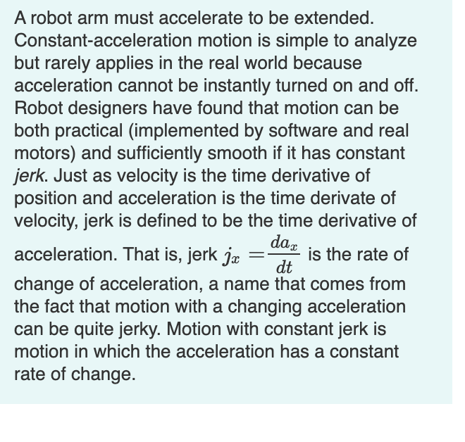 Solved A robot arm must accelerate to be extended. | Chegg.com