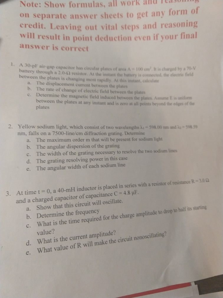 Solved Note: Show formulas, all work and Team on separate | Chegg.com