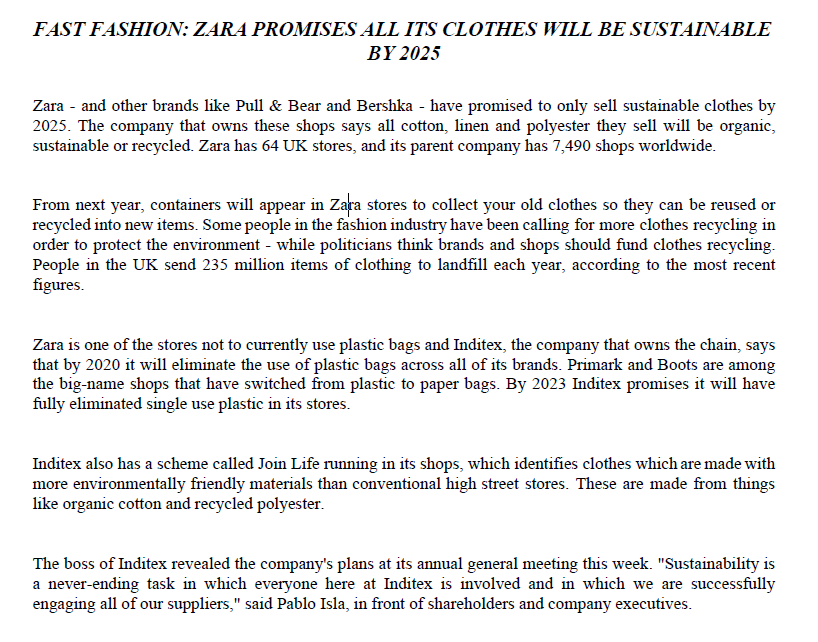 Fast fashion: Zara promises all its clothes will be sustainable by 2025 -  BBC News