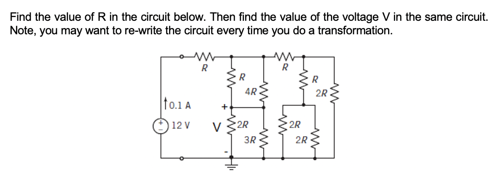Solved Find the value of R in the circuit below. Then find | Chegg.com
