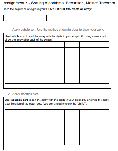 Solved Assignment 7 - Sorting Algorithms, Recursion, Master | Chegg.com
