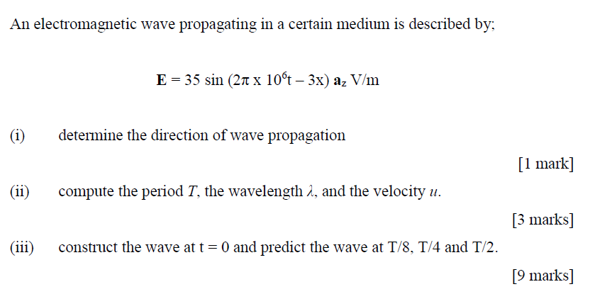 Solved An electromagnetic wave propagating in a certain | Chegg.com